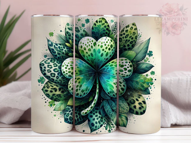St. Patrick's Day Shamrock Leopard Tumbler Png, St. Patrick's Day Tumbler Png, Straight & Tapered Tumbler Wrap, Instant Digital Download Sublimation Li Zamperini 