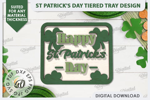 St Patrick's Day Sign Laser Cut. Lucky Charm Tiered Tray SVG SVG Evgenyia Guschina 