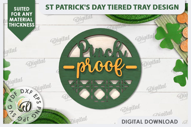 St Patrick's Day Sign Laser Cut. Lucky Charm Tiered Tray SVG SVG Evgenyia Guschina 