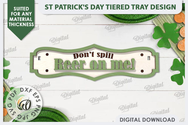 St Patrick's Day Sign Laser Cut. Lucky Charm Tiered Tray SVG SVG Evgenyia Guschina 