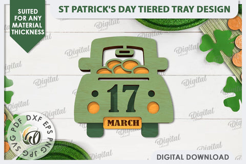 St Patrick's Day Sign Laser Cut. Lucky Charm Tiered Tray SVG SVG Evgenyia Guschina 