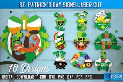 St. Patrick's Day Signs Bundle | Wall Decor | St Patrick's Day Symbols | CNC Files SVG Fly Design 