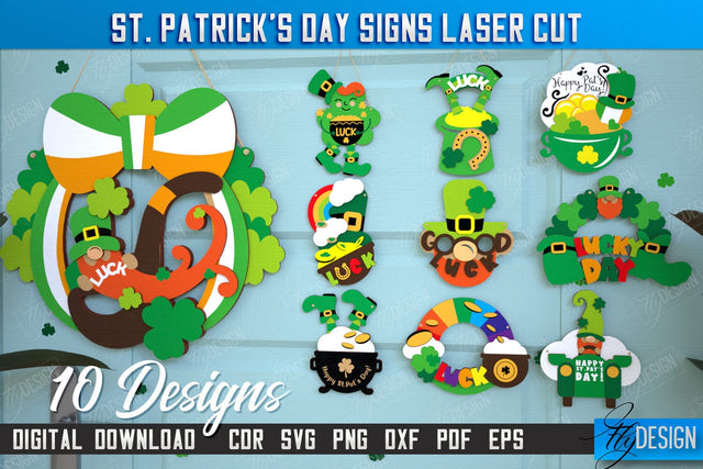St. Patrick's Day Signs Bundle | Wall Decor | St Patrick's Day Symbols | CNC Files SVG Fly Design 