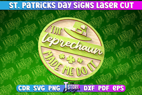 St. Patrick’s Day Signs Laser Cut | Laser Cut Design | CNC Files SVG The T Store Design 