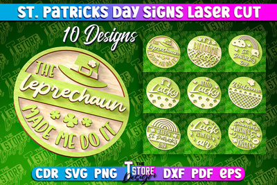 St. Patrick’s Day Signs Laser Cut | Laser Cut Design | CNC Files SVG The T Store Design 