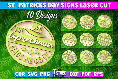 St. Patrick’s Day Signs Laser Cut | Laser Cut Design | CNC Files SVG The T Store Design 