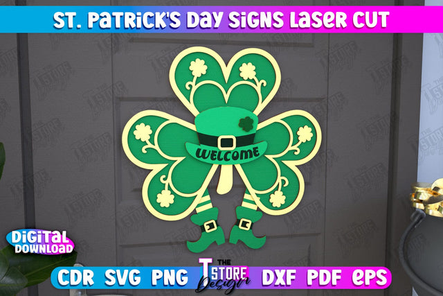 St. Patrick's Day Signs | Wall Decor | St Patrick's Day Symbols | CNC File SVG The T Store Design 