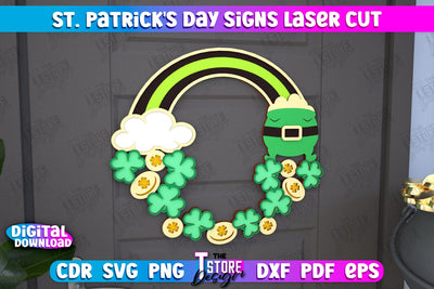 St. Patrick's Day Signs | Wall Decor | St Patrick's Day Symbols | CNC File SVG The T Store Design 