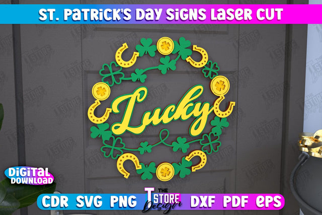 St. Patrick's Day Signs | Wall Decor | St Patrick's Day Symbols | CNC File SVG The T Store Design 