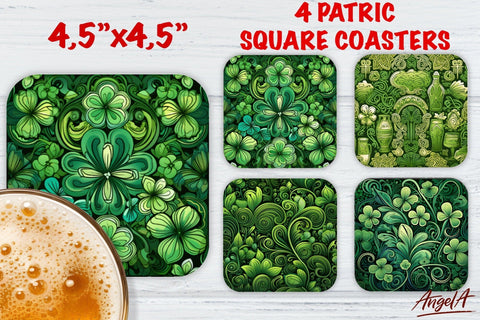 St Patricks day square coaster sublimation bundle / clover Sublimation Angelina Semenova 
