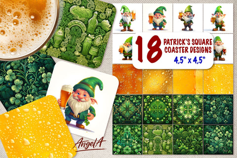 St Patricks day square coaster sublimation bundle / clover Sublimation Angelina Semenova 