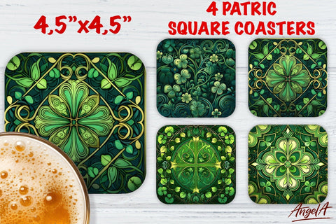 St Patricks day square coaster sublimation bundle / clover Sublimation Angelina Semenova 