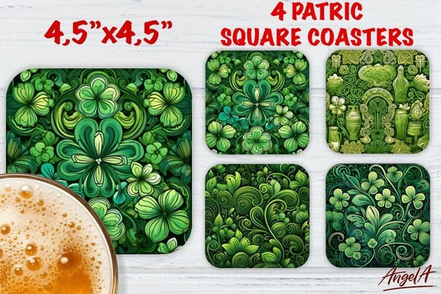 St Patricks day square coaster sublimation / clover pattern Sublimation Angelina Semenova 