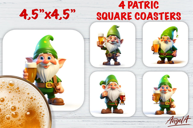 St Patricks day square coaster sublimation / gnome patrick Sublimation Angelina Semenova 
