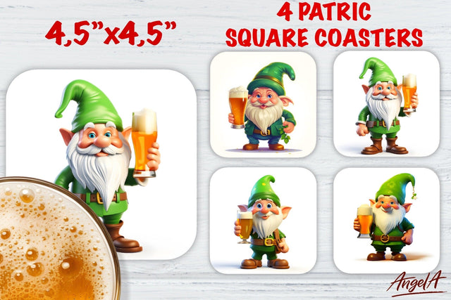 St Patricks day square coaster sublimation / patricks gnome Sublimation Angelina Semenova 