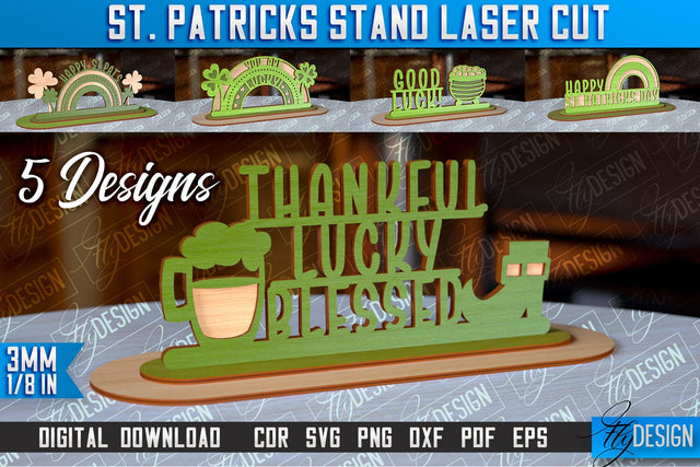 St. Patrick's Day Stand |3D Stand Laser Cut | Lucky Decor | CNC File SVG Fly Design 