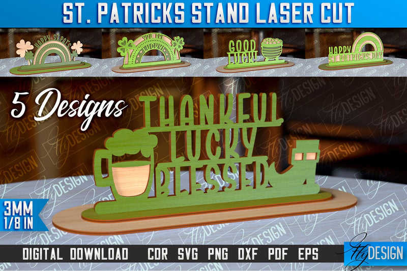 St. Patrick's Day Stand |3D Stand Laser Cut | Lucky Decor | CNC File SVG Fly Design 