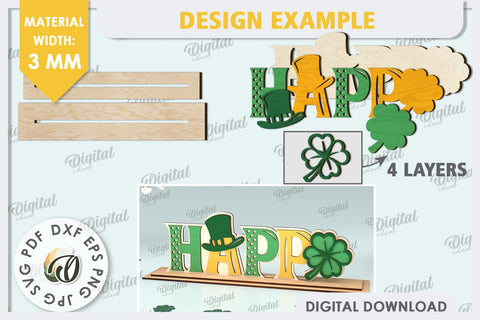 St Patrick's Day Stand Decor Laser Cut Bundle. Lucky Charms SVG Evgenyia Guschina 