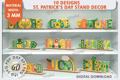 St Patrick's Day Stand Decor Laser Cut Bundle. Lucky Charms SVG Evgenyia Guschina 