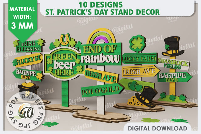 St Patrick's Day Stand Decor Laser Cut Bundle. Lucky Charms SVG Evgenyia Guschina 