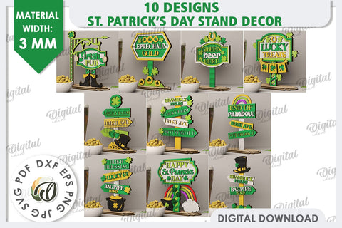 St Patrick's Day Stand Decor Laser Cut Bundle. Lucky Charms SVG Evgenyia Guschina 