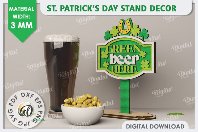 St Patrick's Day Stand Decor Laser Cut. Lucky Charm SVG SVG Evgenyia Guschina 