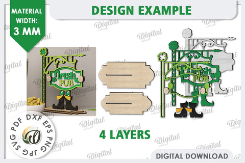 St Patrick's Day Stand Decor Laser Cut. Lucky Charm SVG SVG Evgenyia Guschina 