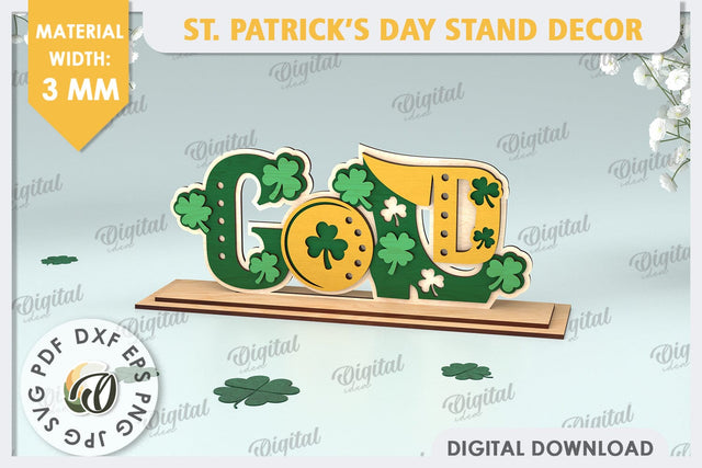 St Patrick's Day Stand Decor Laser Cut. Lucky Charm SVG SVG Evgenyia Guschina 