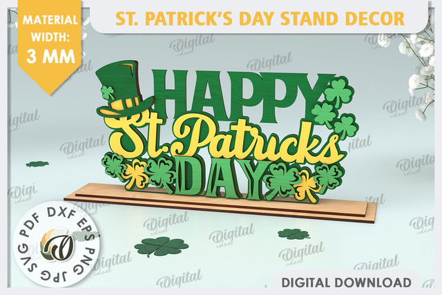 St Patrick's Day Stand Decor Laser Cut. Lucky Charm SVG SVG Evgenyia Guschina 