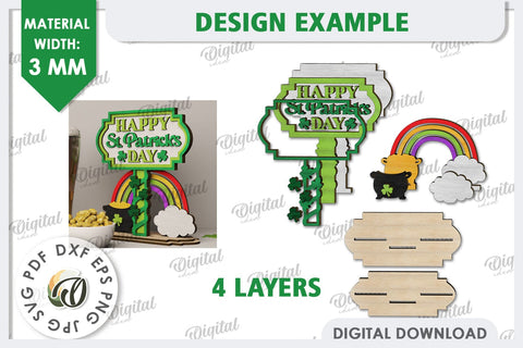 St Patrick's Day Stand Decor Laser Cut. Lucky Charm SVG SVG Evgenyia Guschina 
