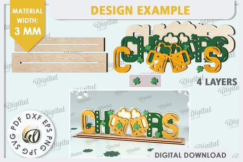 St Patrick's Day Stand Decor Laser Cut. Lucky Charm SVG SVG Evgenyia Guschina 
