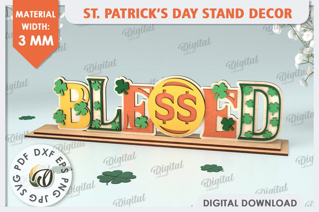 St Patrick's Day Stand Decor Laser Cut. Lucky Charm SVG SVG Evgenyia Guschina 