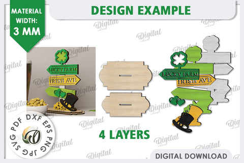 St Patrick's Day Stand Decor Laser Cut. Lucky Charm SVG SVG Evgenyia Guschina 