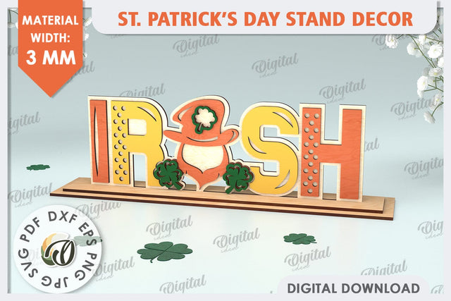 St Patrick's Day Stand Decor Laser Cut. Lucky Charm SVG SVG Evgenyia Guschina 