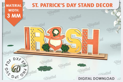 St Patrick's Day Stand Decor Laser Cut. Lucky Charm SVG SVG Evgenyia Guschina 