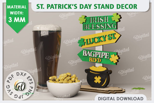 St Patrick's Day Stand Decor Laser Cut. Lucky Charm SVG SVG Evgenyia Guschina 