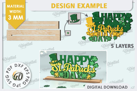 St Patrick's Day Stand Decor Laser Cut. Lucky Charm SVG SVG Evgenyia Guschina 
