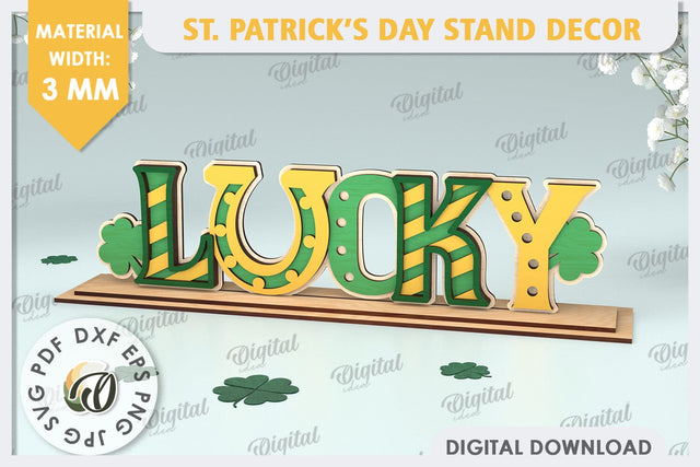 St Patrick's Day Stand Decor Laser Cut. Lucky Charm SVG SVG Evgenyia Guschina 