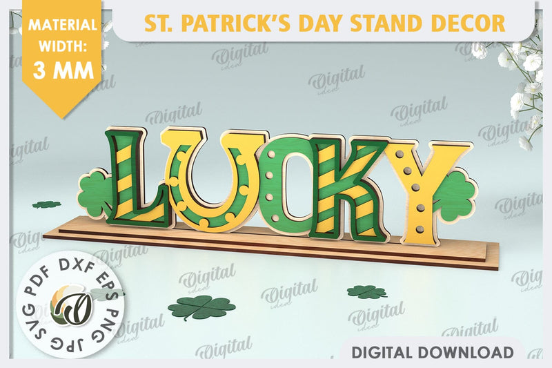 St Patrick's Day Stand Decor Laser Cut. Lucky Charm SVG SVG Evgenyia Guschina 