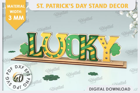 St Patrick's Day Stand Decor Laser Cut. Lucky Charm SVG SVG Evgenyia Guschina 