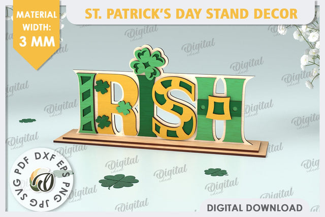 St Patrick's Day Stand Decor Laser Cut. Lucky Charm SVG SVG Evgenyia Guschina 