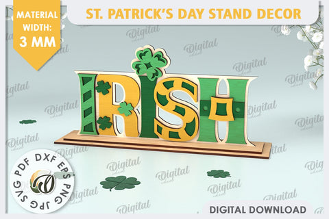 St Patrick's Day Stand Decor Laser Cut. Lucky Charm SVG SVG Evgenyia Guschina 