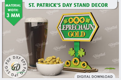 St Patrick's Day Stand Decor Laser Cut. Lucky Charm SVG SVG Evgenyia Guschina 