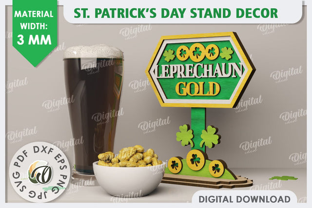 St Patrick's Day Stand Decor Laser Cut. Lucky Charm SVG SVG Evgenyia Guschina 