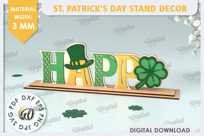 St Patrick's Day Stand Decor Laser Cut. Lucky Charm SVG SVG Evgenyia Guschina 