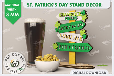 St Patrick's Day Stand Decor Laser Cut. Lucky Charm SVG SVG Evgenyia Guschina 