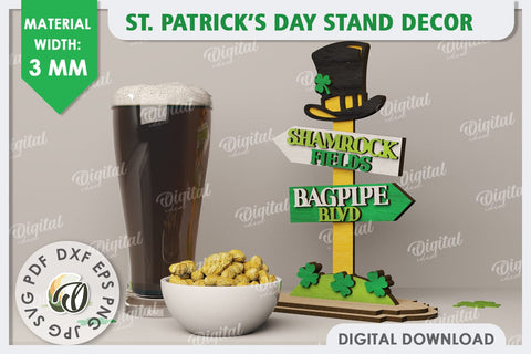 St Patrick's Day Stand Decor Laser Cut. Lucky Charm SVG SVG Evgenyia Guschina 