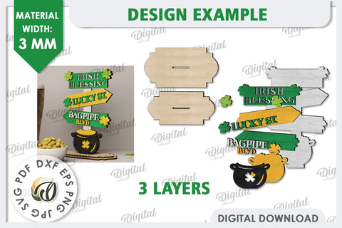 St Patrick's Day Stand Decor Laser Cut. Lucky Charm SVG SVG Evgenyia Guschina 