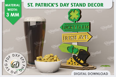 St Patrick's Day Stand Decor Laser Cut. Lucky Charm SVG SVG Evgenyia Guschina 