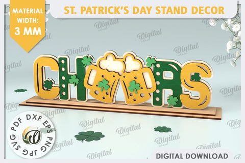 St Patrick's Day Stand Decor Laser Cut. Lucky Charm SVG SVG Evgenyia Guschina 